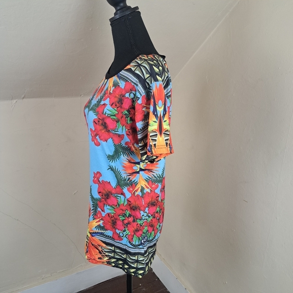 GLAENOHY Paris T Shirt Top Floral Multicolor Size M - Picture 3 of 11